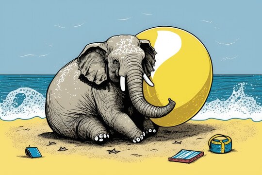 An elephant relaxing on a beach ball. This is an example of. Generative AI