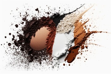 Crushed eyeshadow on white background, various colors. AI Generate