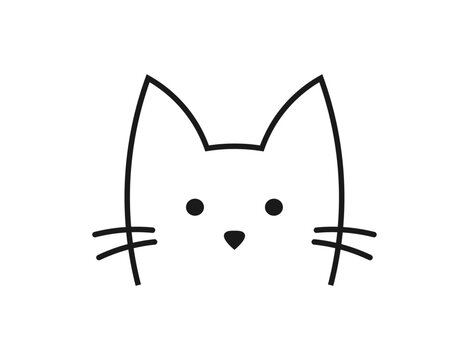 Cute cat face line icon.