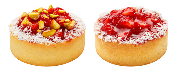 Strawberry cakes with nuts and without, cut out