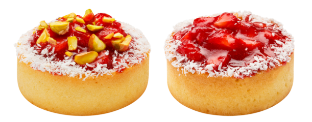 Strawberry cakes with nuts and without, cut out