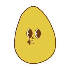 Fototapeta premium Trendy groovy Easter egg sticker. Happy Easter Day. Funky happy egg character in trendy retro 60s 70s style