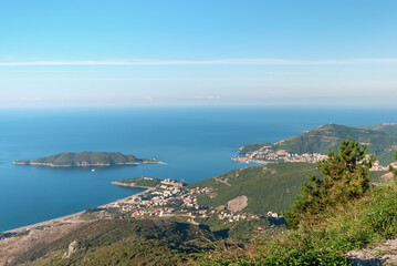Fototapeta na wymiar View of the Budva Riviera from the mountains, Montenegro
