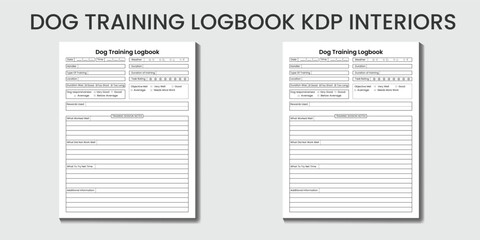 Dog Training Logbook 2023-2024 KDP interior template designs