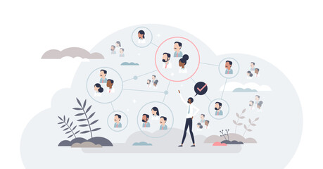 Target market with audience as effective plan tiny person concept, transparent background. Advertising with smart and precise strategy for direct user or customer reaching illustration.