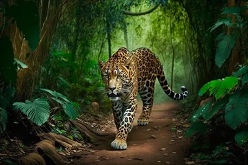 Foto op Plexiglas Jaguar in the jungle. Generative AI © AIproduction