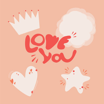 'Love you' card illustration