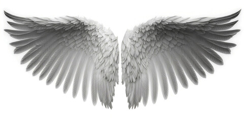 White angel wings isolated on white background, generated by Ai