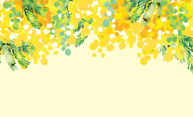 可愛い　おしゃれ　ミモザの背景イラスト