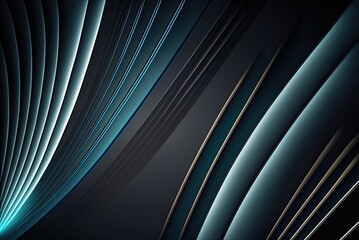 Obraz premium Abstract background. Blue, black and gold lines pattern. Ai generated art for web design, decoration