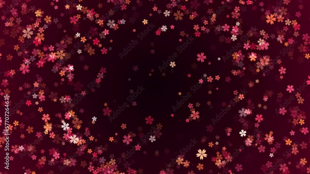 Poster abstract turbulence motion artistic red shiny scattered cherry blossoms sakura flower shape particle