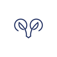 Abstract vector horns ram animal sheep logo, icon Aries, sign goat. Design template premium brand business, graphic badge company.
