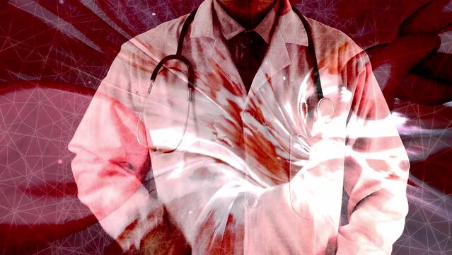 Movement of red bloodstream cells within human blood vessels, Red Blood cells flow through veins, Human body system, motion graphic shows an animation of a blood vessel with antibodies and red blood.