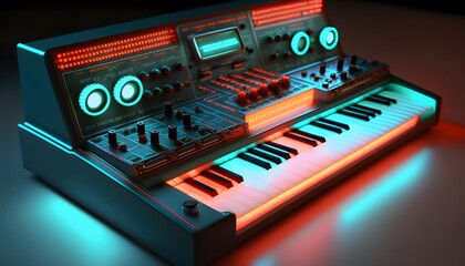 synthesizer created using AI Generative Technology - obrazy, fototapety, plakaty