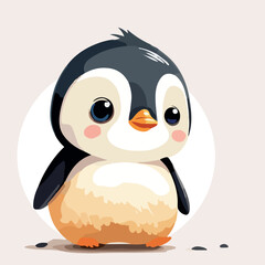 Cute baby penguin. Little and friendly wild animal.
