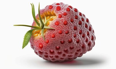 a close up of a fruit with a leaf on it.  generative ai