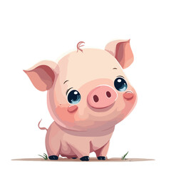 Cute little baby pig. A pink little and friendly animal.