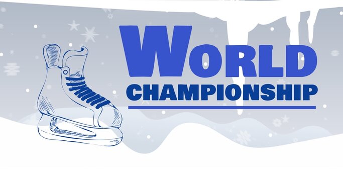Digitally generated image of ice skate by world championship text over white background