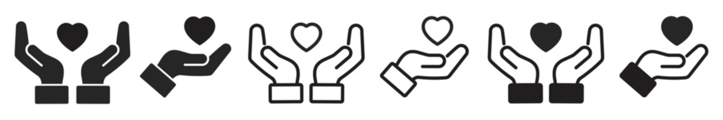 Heart in hand icon. Healthcare hands holding symbol. Hands holding heart icon. medicine sign. Vector illustration