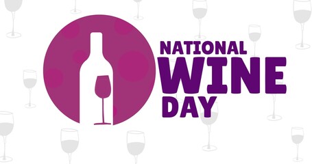 Digitally generated image of national wine day text by symbol over white background