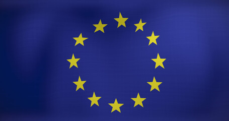 Image of moving and floating flag of eu