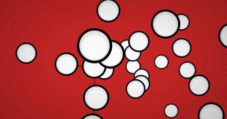 Image of network of connections with people icons on red background