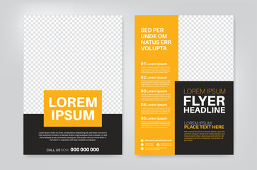 Vector layout design template for Leaflet / Poster / Flyer / Pamphlet / Brochure with yellow - black color scheme, template in A4 size