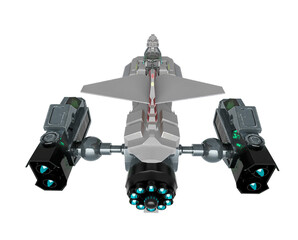 steam punk spaceship in white background top view