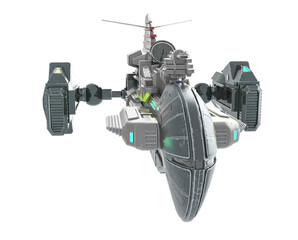 steam punk spaceship in white background cool view © DM7