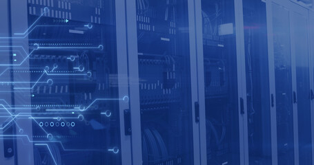 Image of data processing over servers and computer circuit board