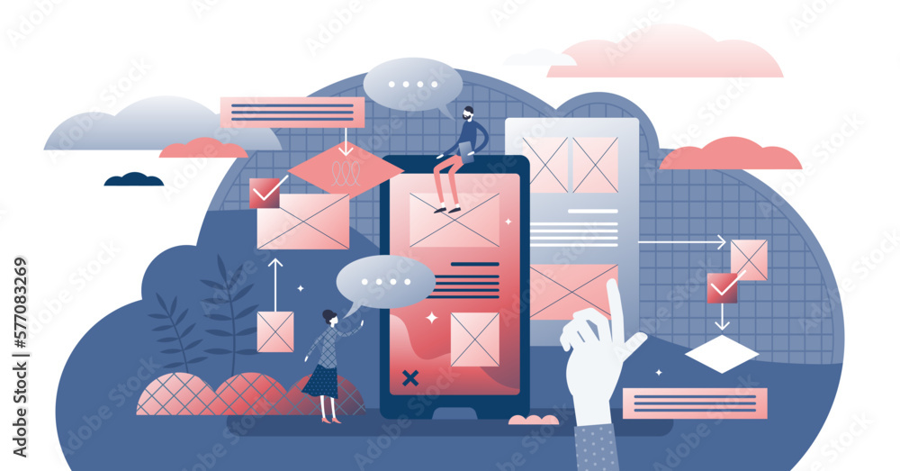 Poster user friendly experience illustration, transparent background. web feedback flat tiny persons concep