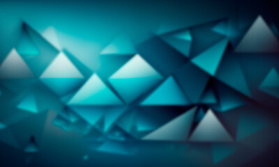 geometric abstract blurred blue color background, Triangle shapes with lines stripe and light composition, bold colors, created with Generative AI technology