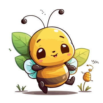 Little bee. Little baby bee. A friendly little bee with big dark eyes. Nice character graphics made in vector graphics. Illustration for a child.