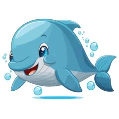 Keuken spatwand met foto Little dolphin. Little dolphin i baby. A friendly little dolphin with big dark eyes. Nice character graphics made in vector graphics. Illustration for a child. © Cris