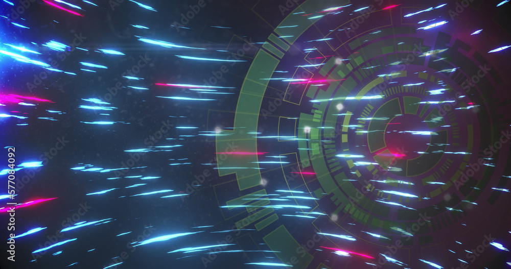 Poster image of scope scanning and light trails on black background