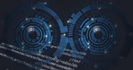 Obraz premium Image of scope scanning and data processing on black background