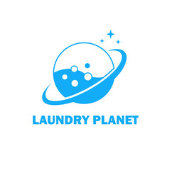 laundry planet logo design concept