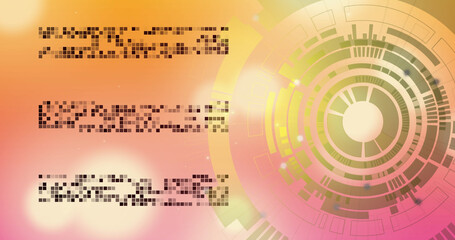 Image of scope scanning and data processing on orange background