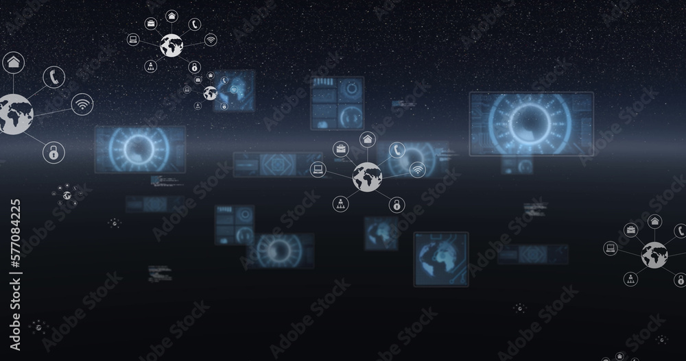 Poster image of scopes scanning and data processing with globes