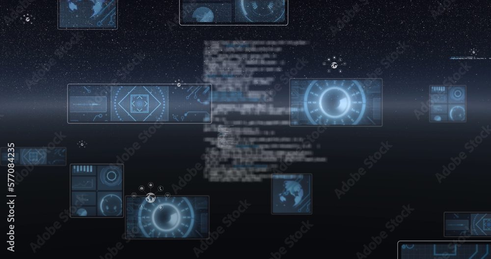 Poster image of scopes scanning and data processing with globes