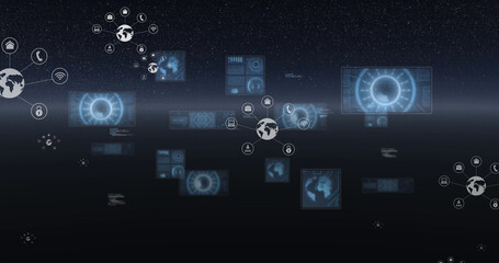 Image of scopes scanning and data processing with globes