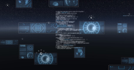Image of scopes scanning and data processing with globes