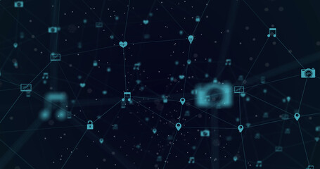 Image of network of connections with icons