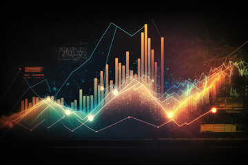 Technical financial graph on technology abstract background, AI generated