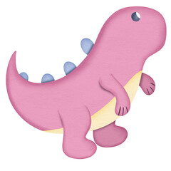 pink dinosaur cartoon watercolor illustration