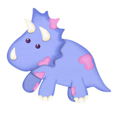 blue dinosaur cartoon watercolor illustration