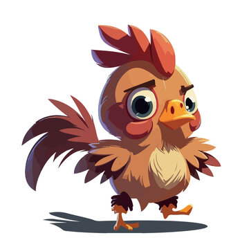 Little red chicken, chick. Little hen baby. A friendly little chick with big dark eyes.