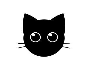Cute cat with big eyes icon. Kitten face. - 577084888