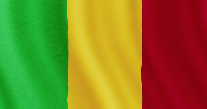 4k seamless loop animation with the flag of Mali. Malian flag backdrop seamless animation.