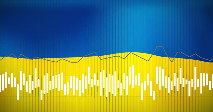 Naklejka Image of data processing over flag of ukraine